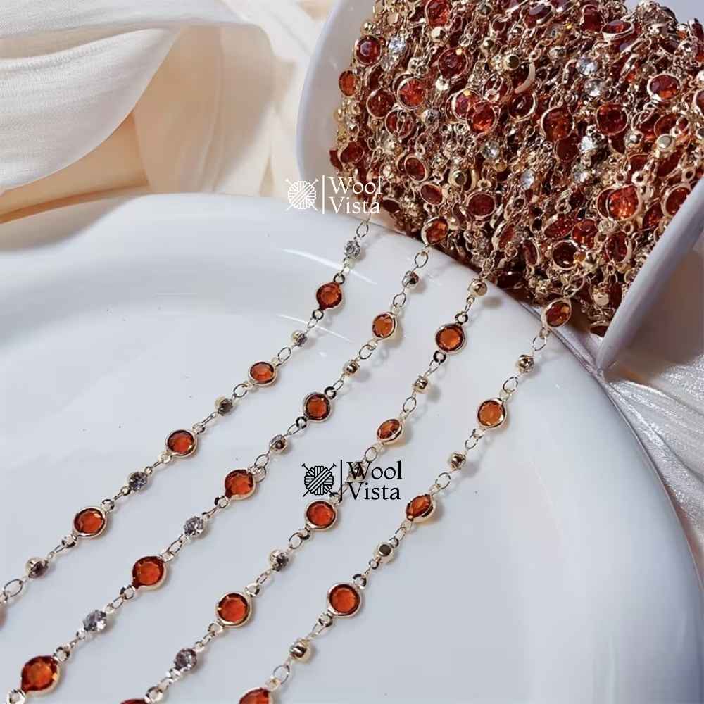 GLASS CRYSTAL BEAD COPPER CHAIN – FOR DIY NECKLACE, BRACELET & JEWELRY MAKING