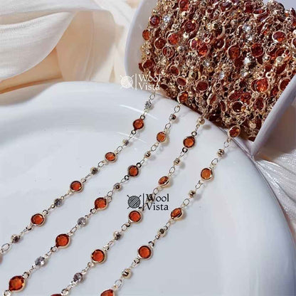 GLASS CRYSTAL BEAD COPPER CHAIN – FOR DIY NECKLACE, BRACELET & JEWELRY MAKING