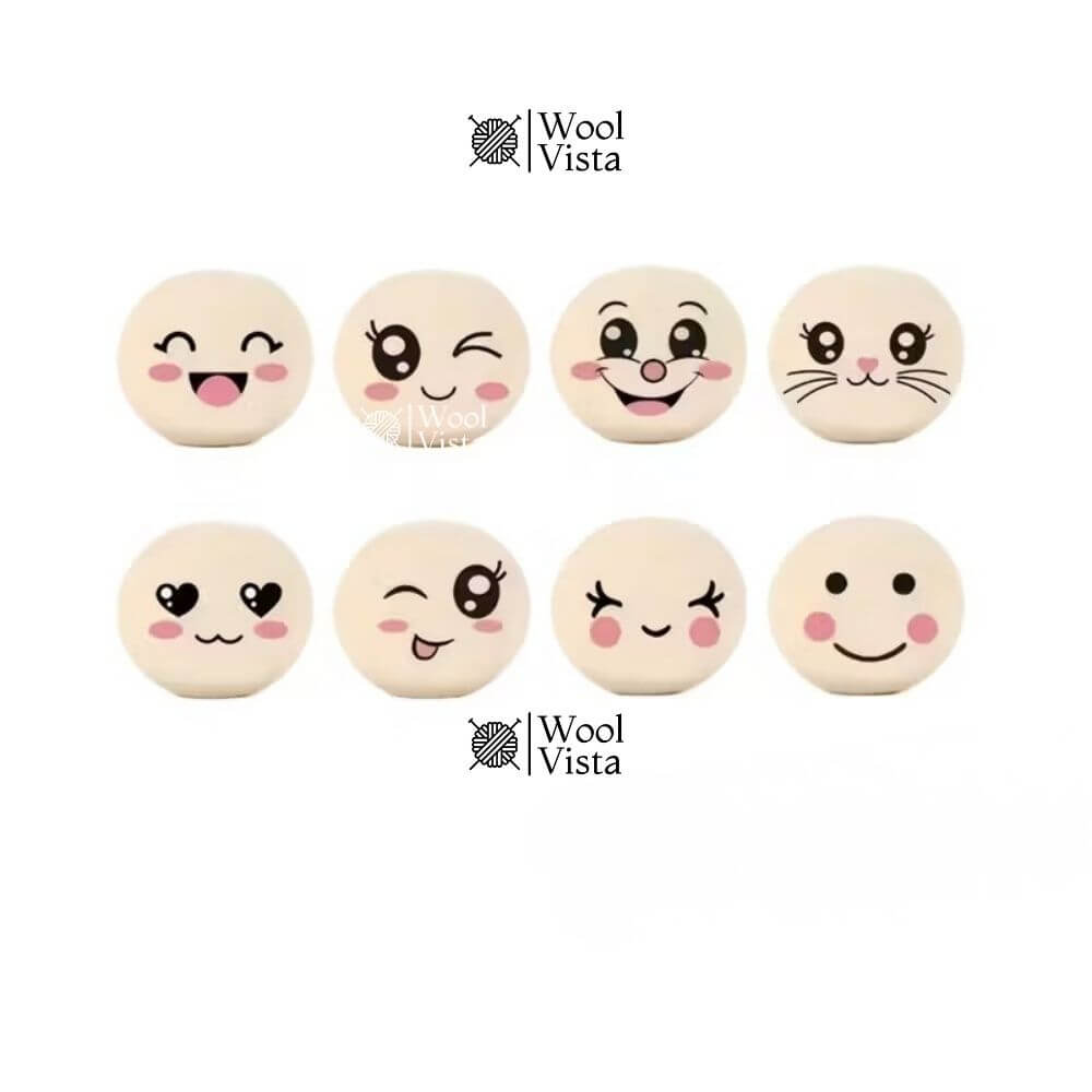 HAPPY & CUTE ROUND WOODEN BEADS 20MM – DIY JEWELRY & CRAFT SUPPLIES (10 BEADS)