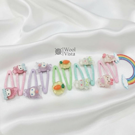 HELLO KITTY & FRIENDS HAIR CLIPS SET – 10PCS CUTE CANDY COLOR HAIR CLIPS