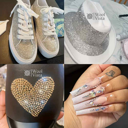 HIGH-QUALITY GOLDEN HOT FIX GLASS RHINESTONES WITH FLAT BACKS FOR CLOTHING EMBELLISHMENTS