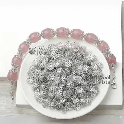 HOLLOW FLOWER METAL BEADS 8MM – LOOSE JEWELRY FINDINGS FOR BRACELETS, NECKLACES, EARRINGS & DIY CRAFTS