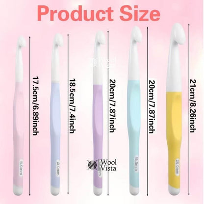 Heavy-Duty Large Hook (5 PCS) Suitable for Crochet, & Amigurumi - Large Size ABS-TPR Non-Slip Hooks, Plastic Crochet Hooks for & Beginners