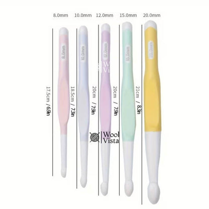 Heavy-Duty Large Hook (5 PCS) Suitable for Crochet, & Amigurumi - Large Size ABS-TPR Non-Slip Hooks, Plastic Crochet Hooks for & Beginners