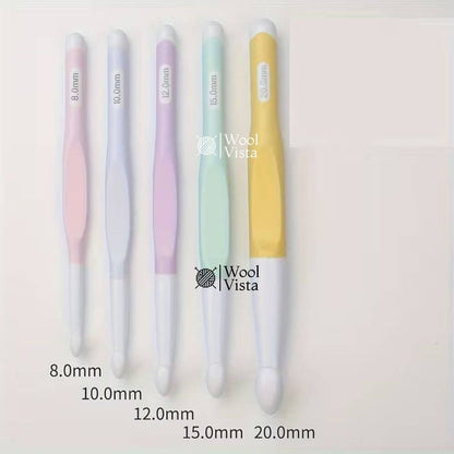 Heavy-Duty Large Hook (5 PCS) Suitable for Crochet, & Amigurumi - Large Size ABS-TPR Non-Slip Hooks, Plastic Crochet Hooks for & Beginners