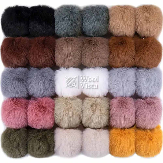 RABBIT FUR PLUSH POM POM BALL - PACK OF 2