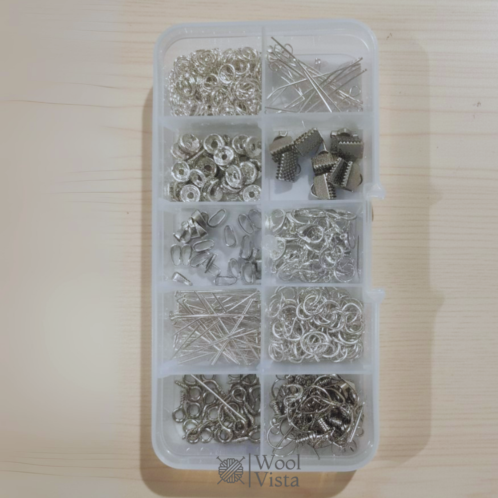 JEWELRY MAKING KIT -1200 PCS SILVER & GOLDEN ALLOY FINDINGS FOR DIY ACCESSORIES