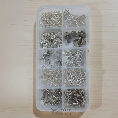 JEWELRY MAKING KIT -1200 PCS SILVER & GOLDEN ALLOY FINDINGS FOR DIY ACCESSORIES