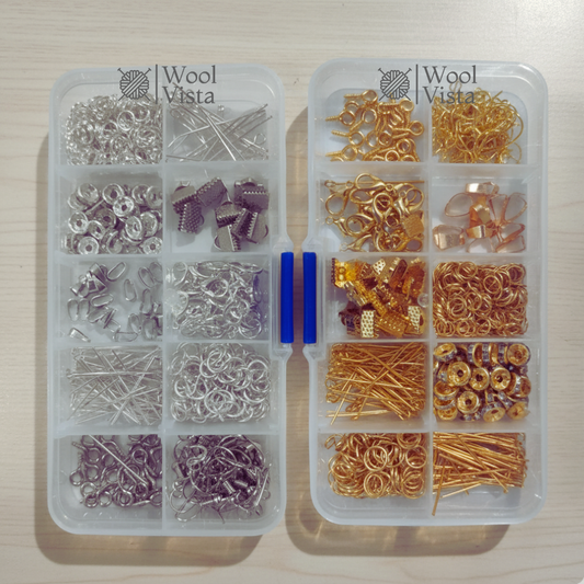 JEWELRY MAKING KIT -1200 PCS SILVER & GOLDEN ALLOY FINDINGS FOR DIY ACCESSORIES
