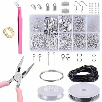 JEWELRY MAKING STARTER KIT WITH TOOLS – SILVER & GOLDEN ALLOY ACCESSORIES - 900 PIECES