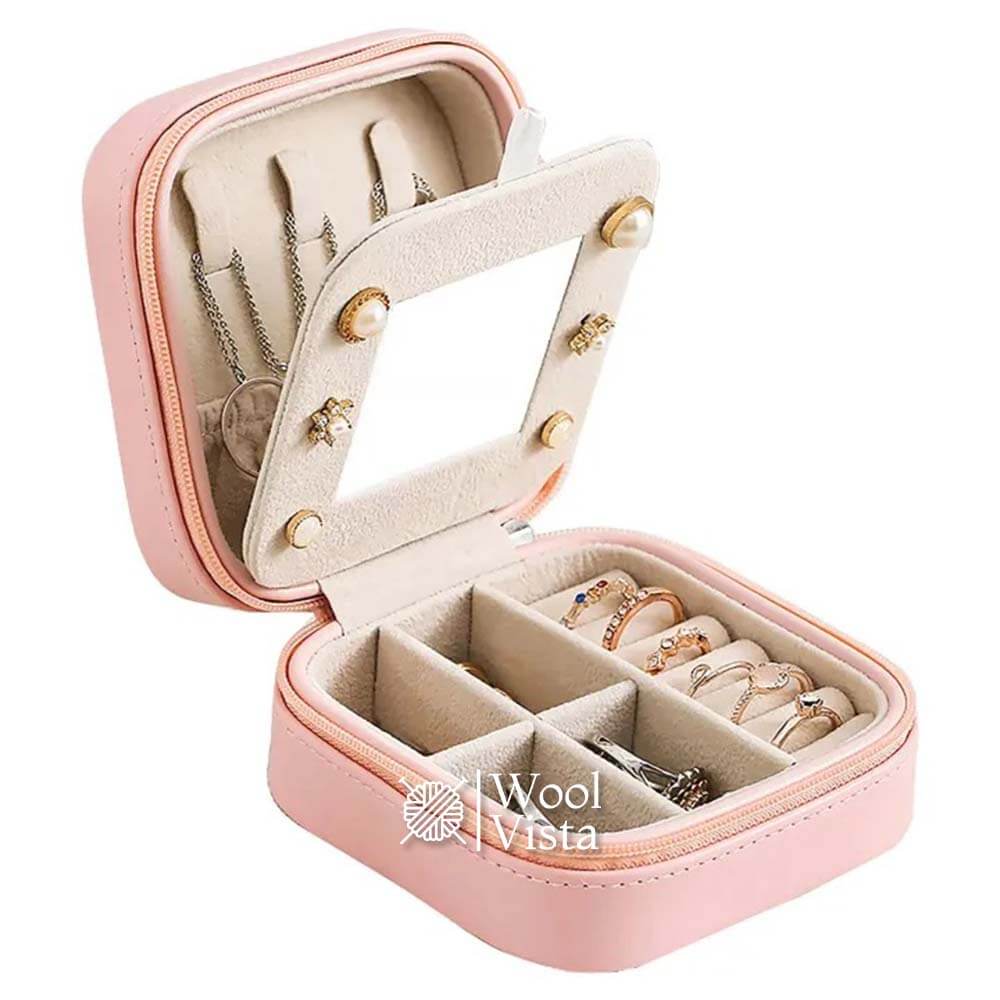 JEWELRY ORGANIZER BOX WITH MIRROR - FOR TRAVELLING ,HAIR ACCESSORIES AND RINGS