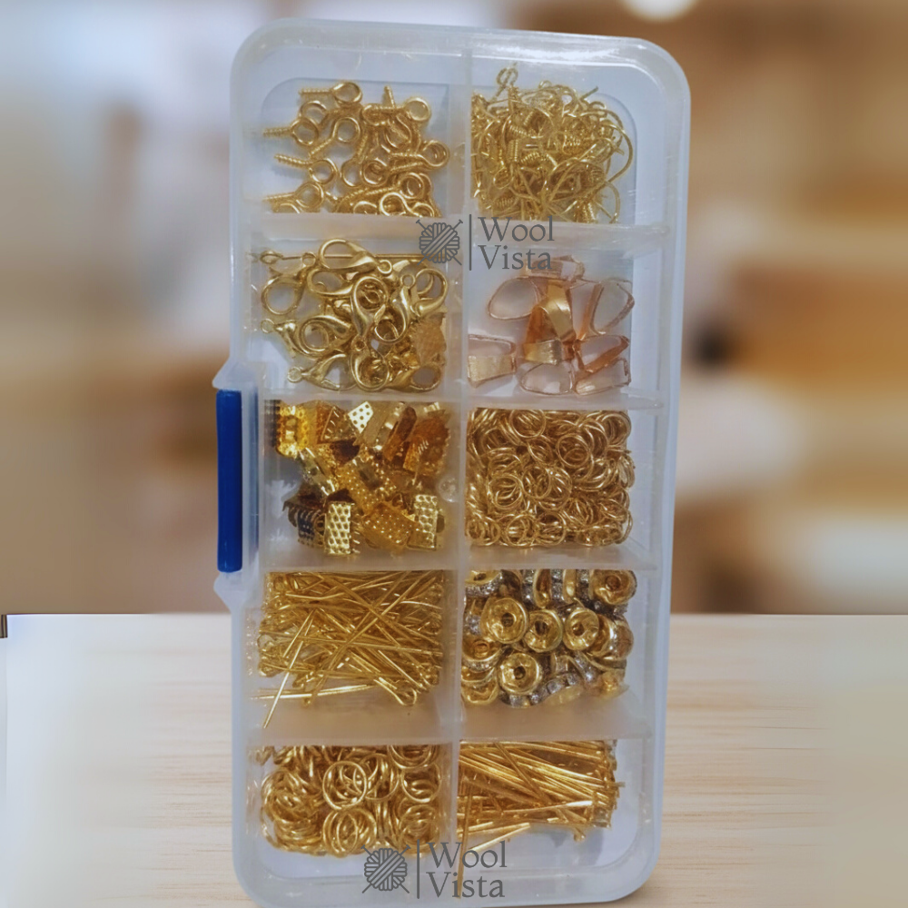 JEWELRY MAKING KIT -1200 PCS SILVER & GOLDEN ALLOY FINDINGS FOR DIY ACCESSORIES