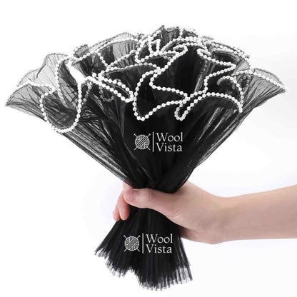 KOREAN FLOWER WRAPPING PAPER 4M – WAVY GAUZE LACE NET WITH BUTTERFLY THEME FOR BOUQUETS & GIFT DECOR