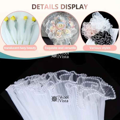 KOREAN FLOWER WRAPPING PAPER 4M – WAVY GAUZE LACE NET WITH BUTTERFLY THEME FOR BOUQUETS & GIFT DECOR