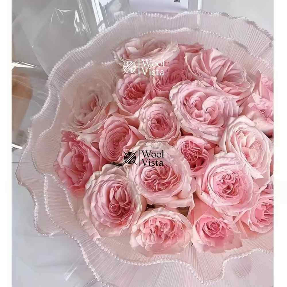 KOREAN FLOWER WRAPPING PAPER 4M – WAVY GAUZE LACE NET WITH BUTTERFLY THEME FOR BOUQUETS & GIFT DECOR