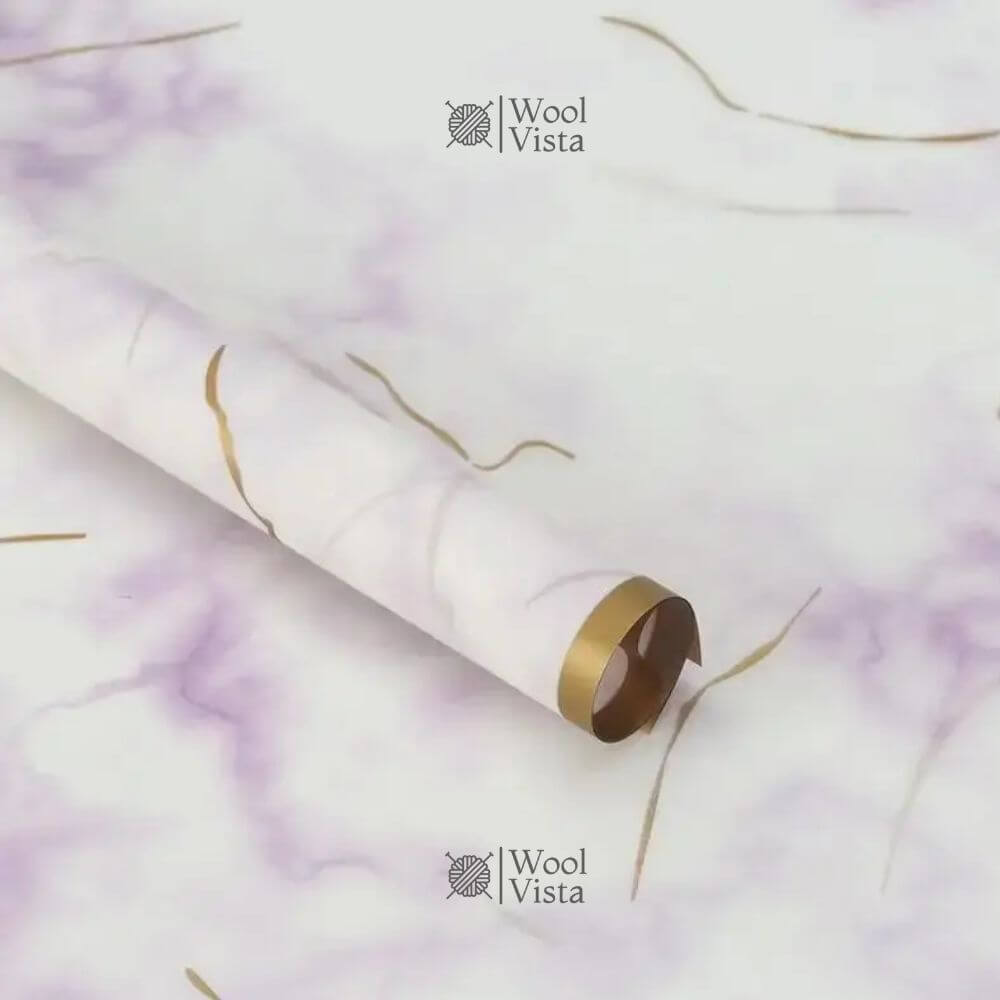 KOREAN STYLE FLOWER WRAPPING PAPER 5 PCS – FLOWER BOUQUET SHEETS WITH GOLDEN BORDER FOR ROSE & GIFT PACKING