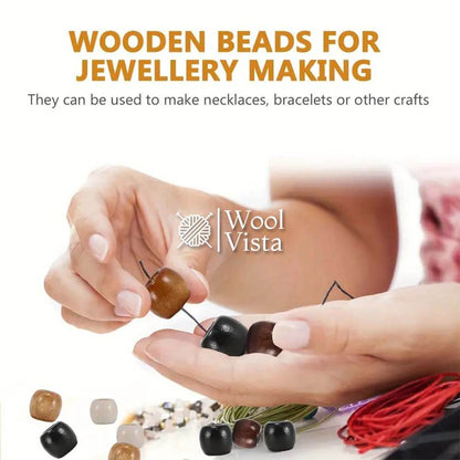 LARGE HOLE WOODEN BEADS - (PACK OF 50)