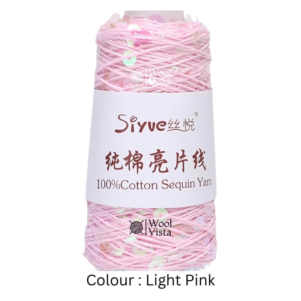 PURE COTTON GLITTER SEQUIN YARN – 160M LASER SHINY CROCHET & KNITTING YARN - 50 GRAMS