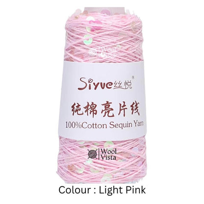 PURE COTTON GLITTER SEQUIN YARN – 160M LASER SHINY CROCHET & KNITTING YARN - 50 GRAMS