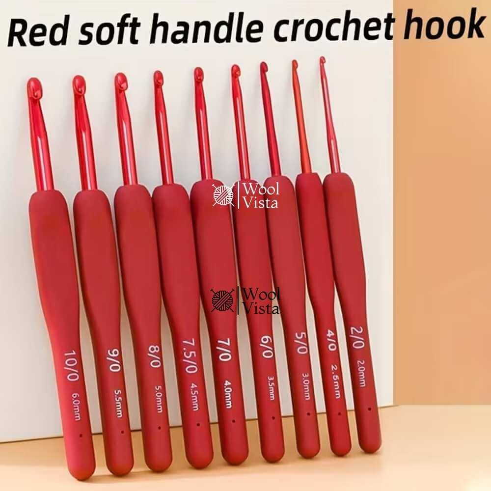 MAROON HANDLE CROCHET HOOK SET (9 PCS) – PREMIUM HANDMADE KNITTING & CROCHET TOOLS FOR SWEATERS, DOLLS, BAGS & DIY CRAFTS