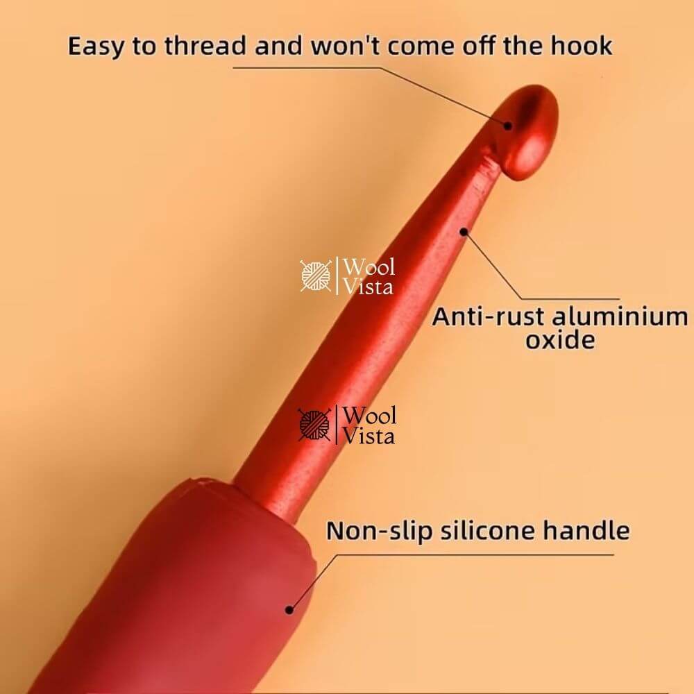 MAROON HANDLE CROCHET HOOK SET (9 PCS) – PREMIUM HANDMADE KNITTING & CROCHET TOOLS FOR SWEATERS, DOLLS, BAGS & DIY CRAFTS