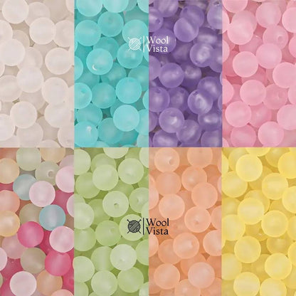 MATTE TRANSPARENT ACRYLIC BEADS – COLORFUL ROUND LOOSE BEADS STRAND