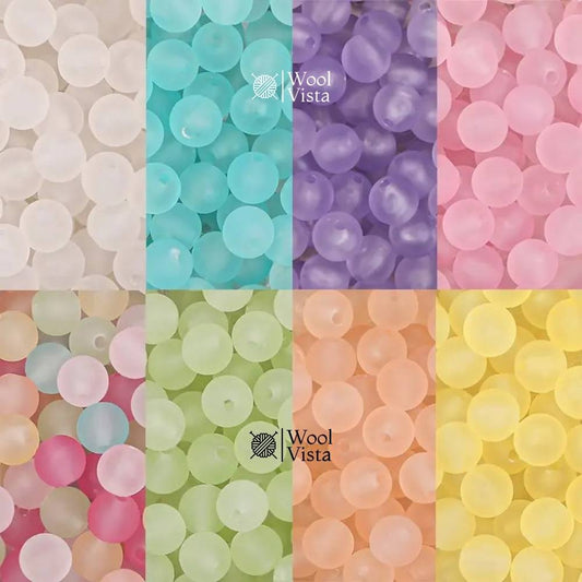 MATTE TRANSPARENT ACRYLIC BEADS – COLORFUL ROUND LOOSE BEADS STRAND