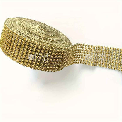MESH SEQUIN TRIM – PLASTIC ELECTROPLATED SEQUINS & IMITATION RHINESTONES FOR APPAREL DECORATION, LACE TRIM, COSTUME MAKING & DIY CRAFTS 2-YARD 8-ROW