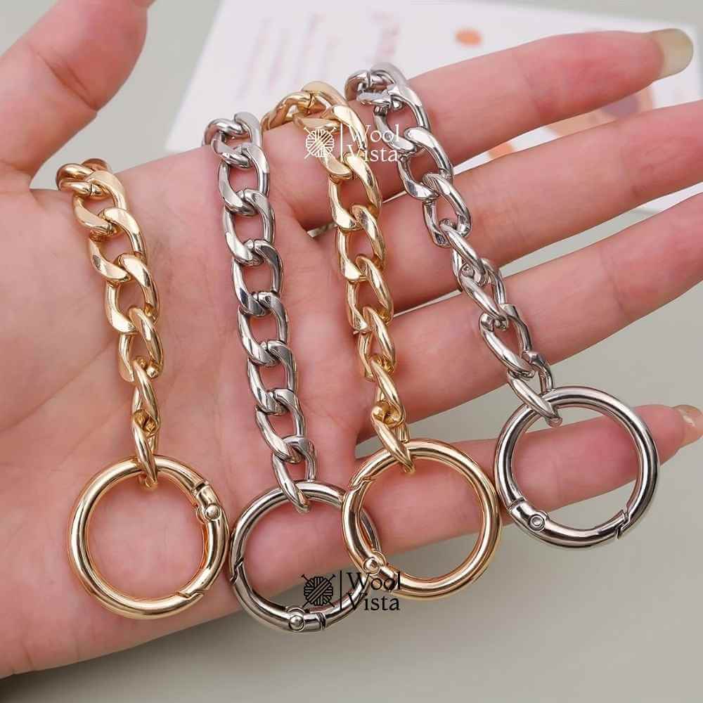 METAL BAG STRAP EXTENSION CHAIN WITH SPRING RING CLASP – 9 INCH & 18 INCH PURSE & WALLET EXTENDER (PACK OF 2)