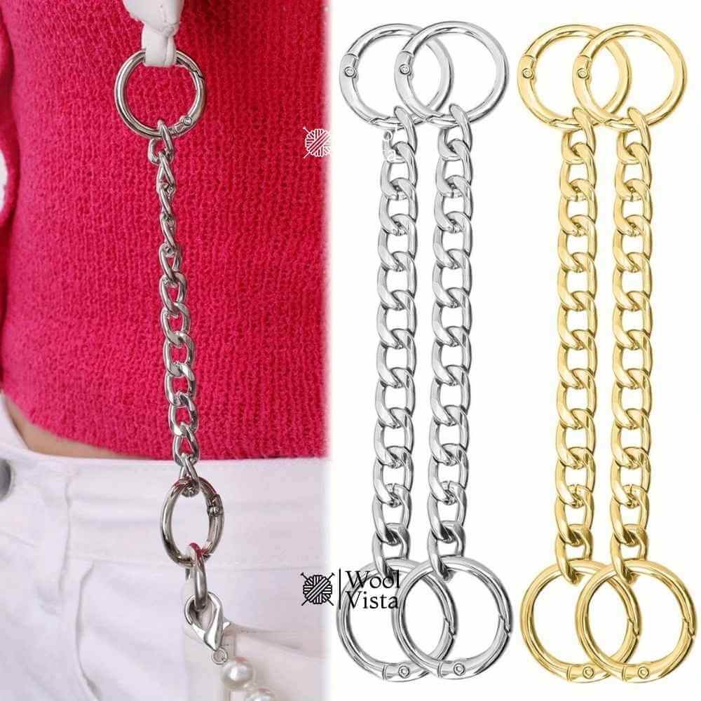 METAL BAG STRAP EXTENSION CHAIN WITH SPRING RING CLASP – 9 INCH & 18 INCH PURSE & WALLET EXTENDER (PACK OF 2)