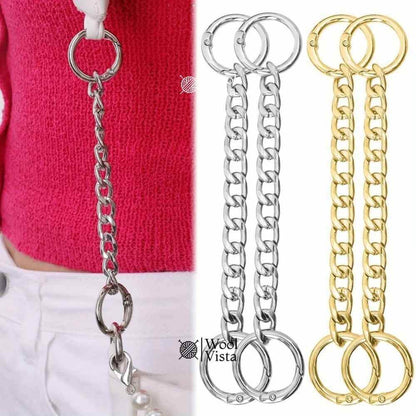 METAL BAG STRAP EXTENSION CHAIN WITH SPRING RING CLASP – 9 INCH & 18 INCH PURSE & WALLET EXTENDER (PACK OF 2)