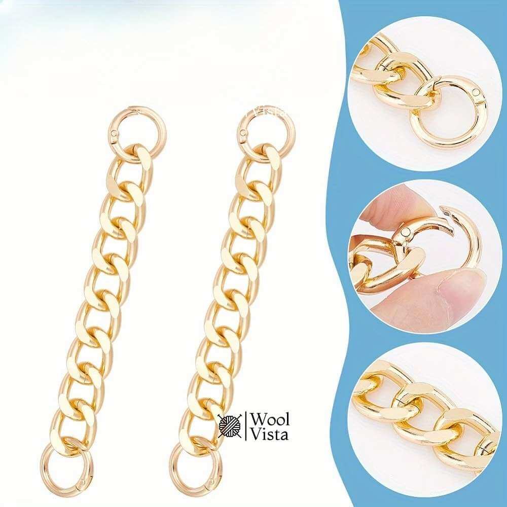 METAL BAG STRAP EXTENSION CHAIN WITH SPRING RING CLASP – 9 INCH & 18 INCH PURSE & WALLET EXTENDER (PACK OF 2)
