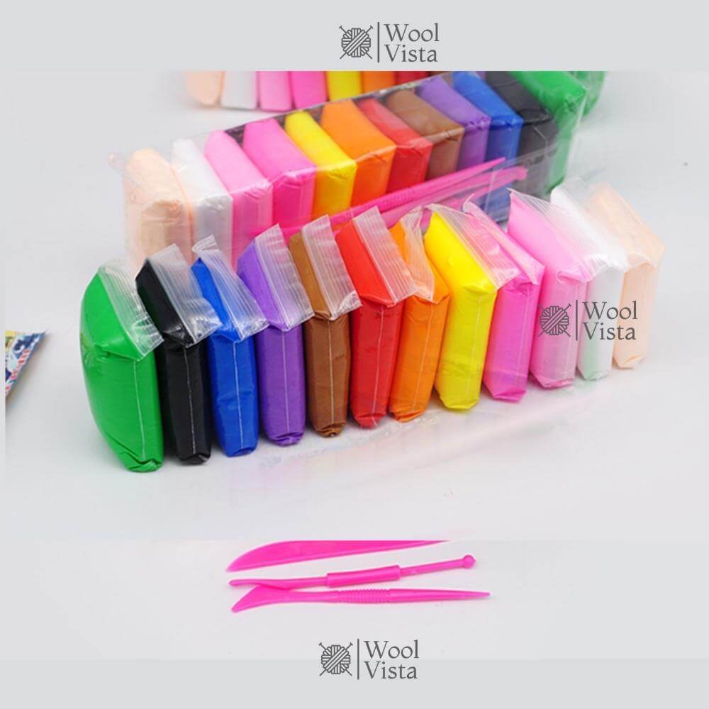 MINI FOMIC CLAY SET – PACK OF 12 COLORS WITH 3 PLASTIC TOOLS – DIY MODELING, CRAFTS, SCULPTING & ART PROJECTS