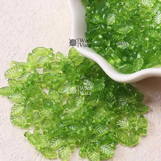 MINI GREEN TRANSPARENT LEAF BEADS – DIY JEWELRY & CRAFT ACCESSORIES