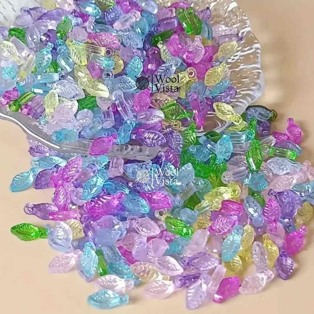 MINI GREEN TRANSPARENT LEAF BEADS – DIY JEWELRY & CRAFT ACCESSORIES