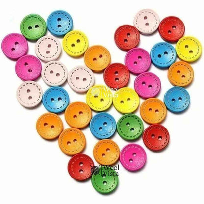 MIXED 15MM 2-HOLE CIRCULAR WOODEN BUTTONS – NATURAL SEWING BUTTONS FOR CLOTHING & DIY CRAFTS (PACK OF 10)