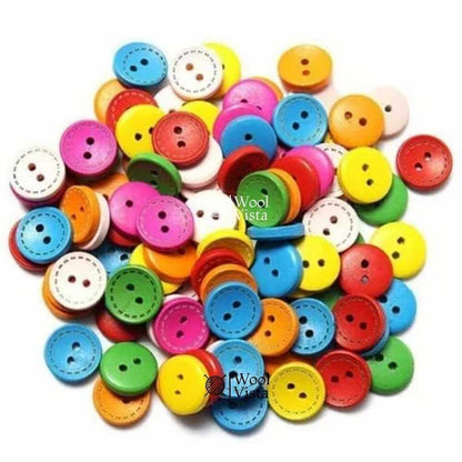 MIXED 15MM 2-HOLE CIRCULAR WOODEN BUTTONS – NATURAL SEWING BUTTONS FOR CLOTHING & DIY CRAFTS (PACK OF 10)