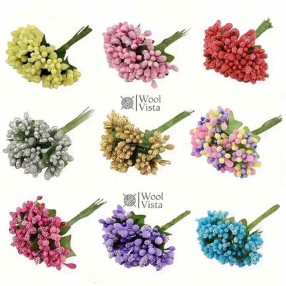 MULBERRY STEM ARTIFICIAL STAMEN & PISTIL BOUQUET – DIY WEDDING DECOR, WREATH, SCRAPBOOKING & FLORAL CRAFT ACCESSORIES