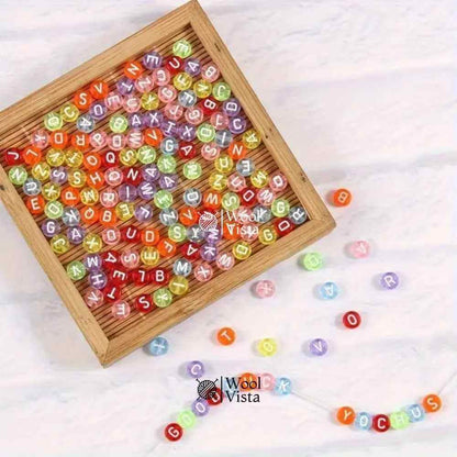 MULTICOLOR ALPHABET LETTER BEADS – ACRYLIC ROUND BEADS FOR DIY JEWELRY & CRAFTS