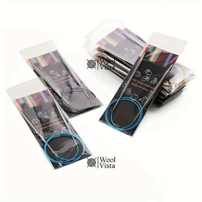 MULTICOLOURED WIRE CIRCULAR STAINLESS STEEL KNITTING NEEDLES – 120 CM LONG