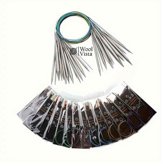 MULTICOLOURED WIRE CIRCULAR STAINLESS STEEL KNITTING NEEDLES – 120 CM LONG