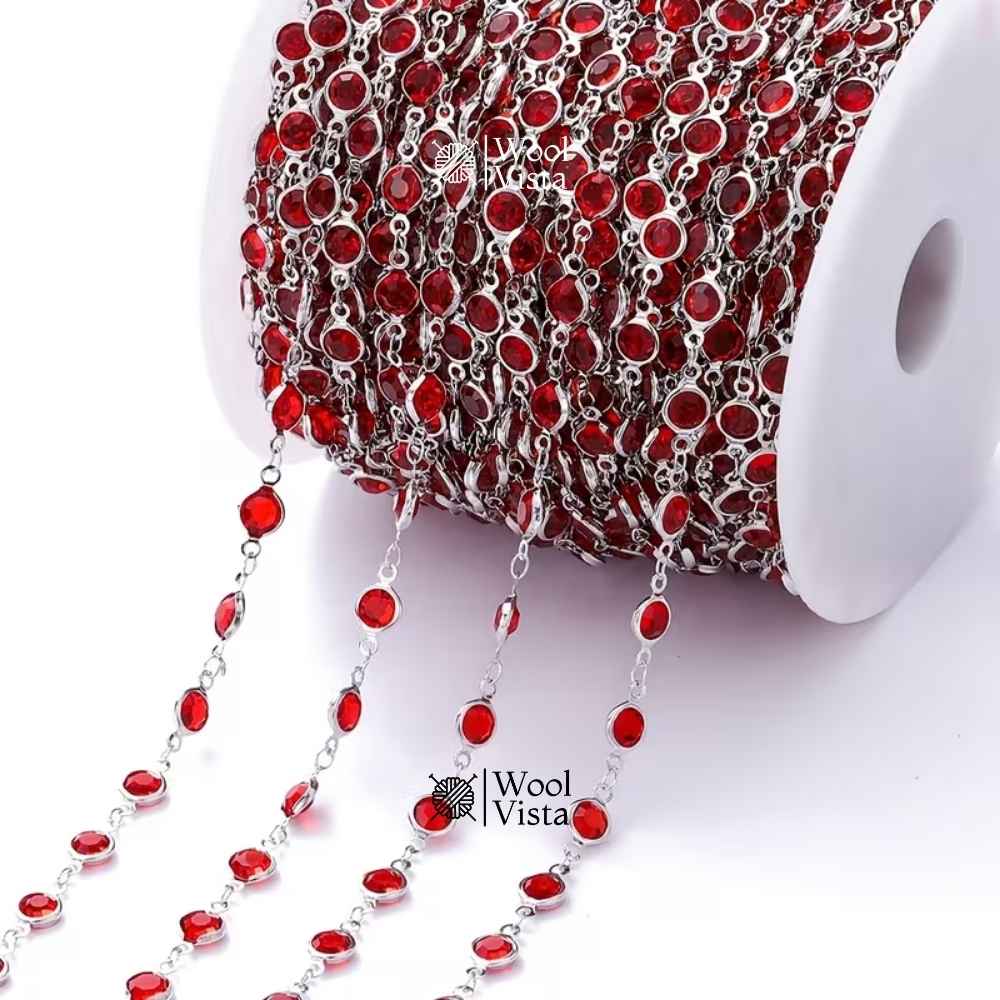 GLASS CRYSTAL BEAD COPPER CHAIN – FOR DIY NECKLACE, BRACELET & JEWELRY MAKING