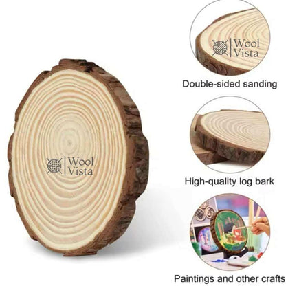 NATURAL PINE ROUND WOOD SLICE WITH BARK – 4 INCHES, 1CM THICKNESS ORNAMENTS FOR CRAFTS & PAINTING