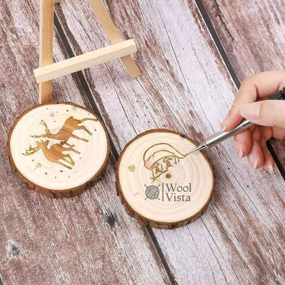 NATURAL PINE ROUND WOOD SLICE WITH BARK – 4 INCHES, 1CM THICKNESS ORNAMENTS FOR CRAFTS & PAINTING
