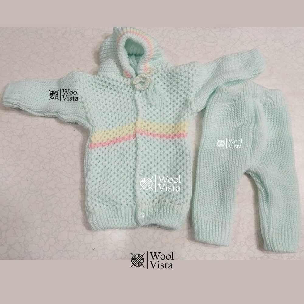 NEWBORN BABY WOOLEN SUIT 3-PIECE OUTFIT (SHIRT, TROUSER & CAP)– SET OF 3 SUITS (0-6/M)