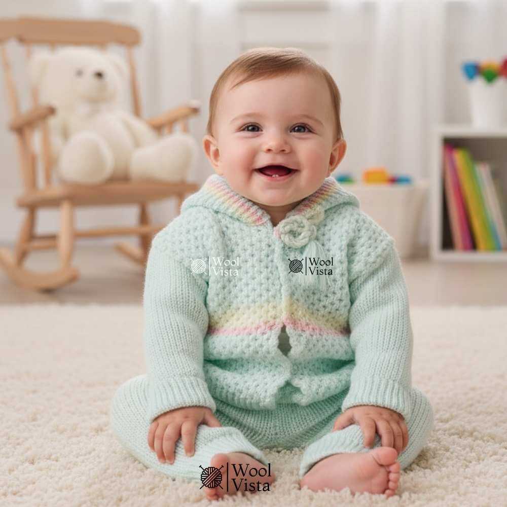 NEWBORN BABY WOOLEN SUIT 3-PIECE OUTFIT (SHIRT, TROUSER & CAP)– SET OF 3 SUITS (0-6/M)