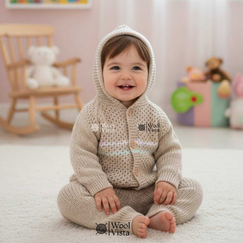 NEWBORN BABY WOOLEN SUIT 3-PIECE OUTFIT (SHIRT, TROUSER & CAP)– SET OF 3 SUITS (0-6/M)