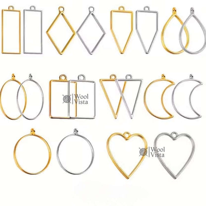 OPEN BEZELS HOLLOW FRAME PENDANTS – JEWELRY CASTING MOLDS FOR RESIN, NECKLACES & EARRING MAKING SUPPLIES