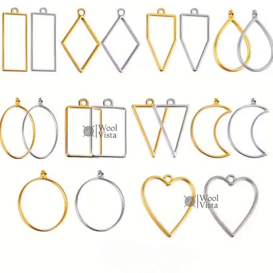OPEN BEZELS HOLLOW FRAME PENDANTS – JEWELRY CASTING MOLDS FOR RESIN, NECKLACES & EARRING MAKING SUPPLIES