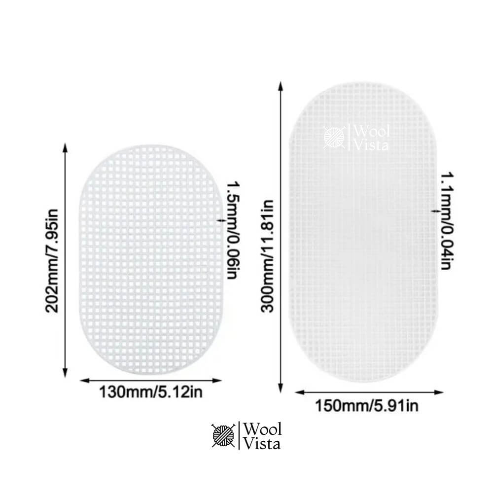 White oval plastic mesh canvas sheet for crochet bucket bags and purse bottoms